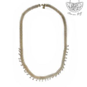 Anne Klein Gold Color Long Chain Rhinestones Necklace